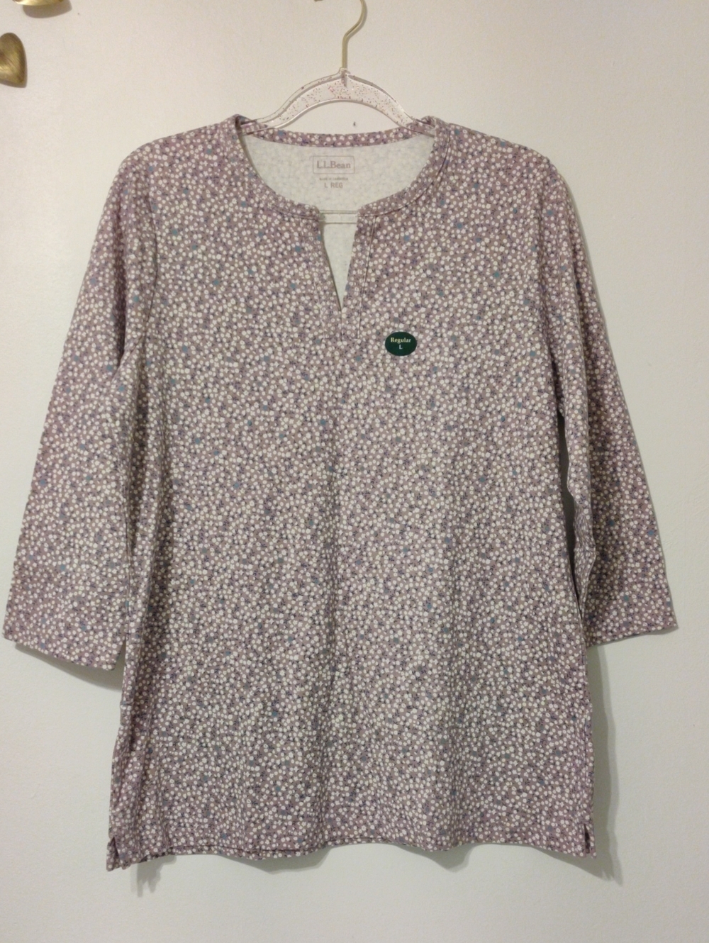 L.L.Bean Lavender Floral Split-Neck Tunic